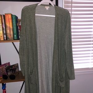 Large lularoe Sarah green with white stripe